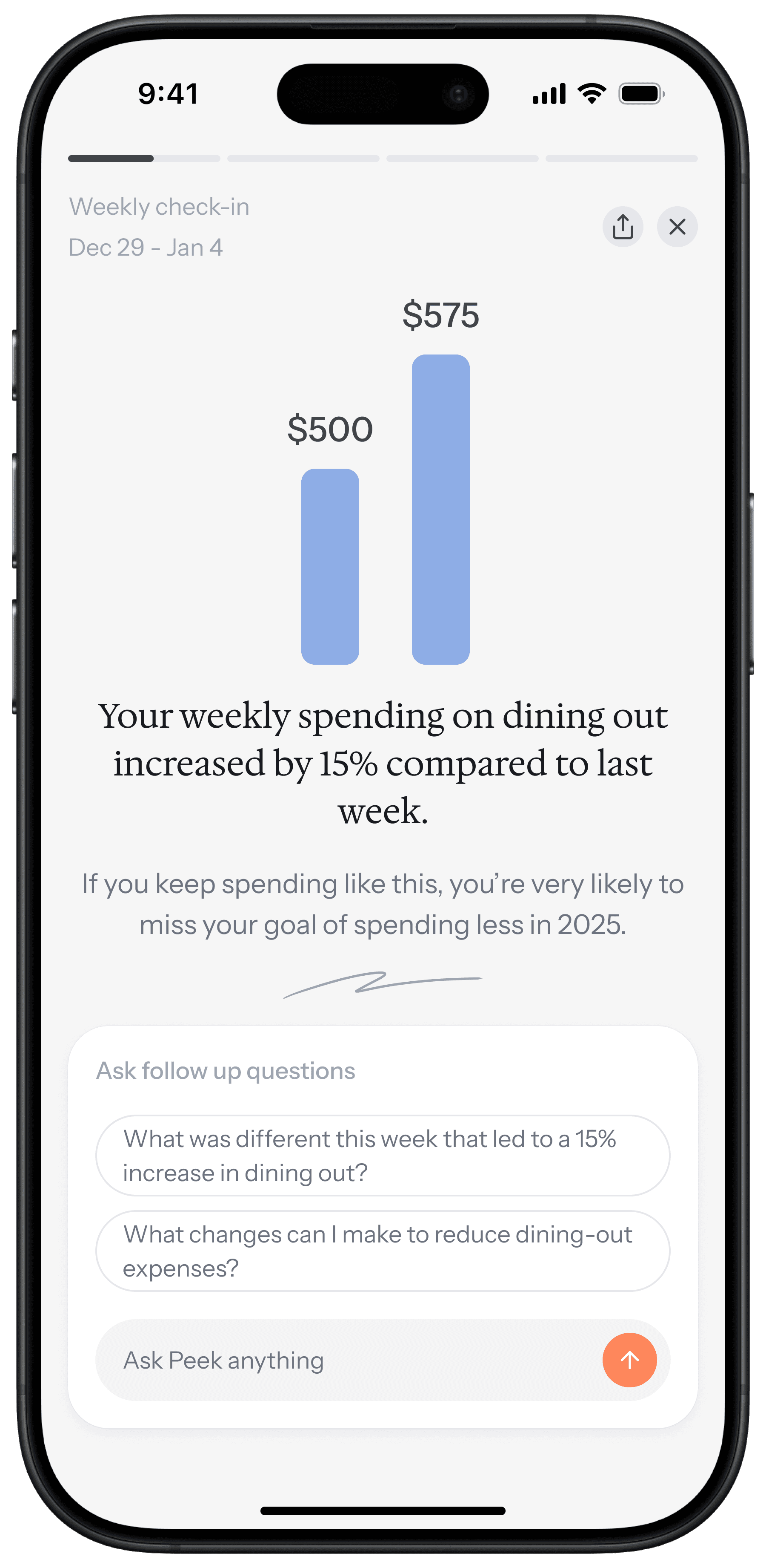 Stories and insights screen